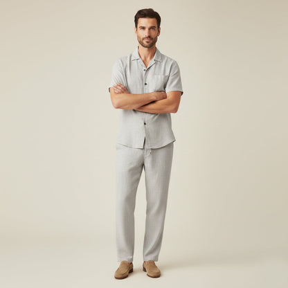 Men's Linen Beach Shirt And Pants Set
