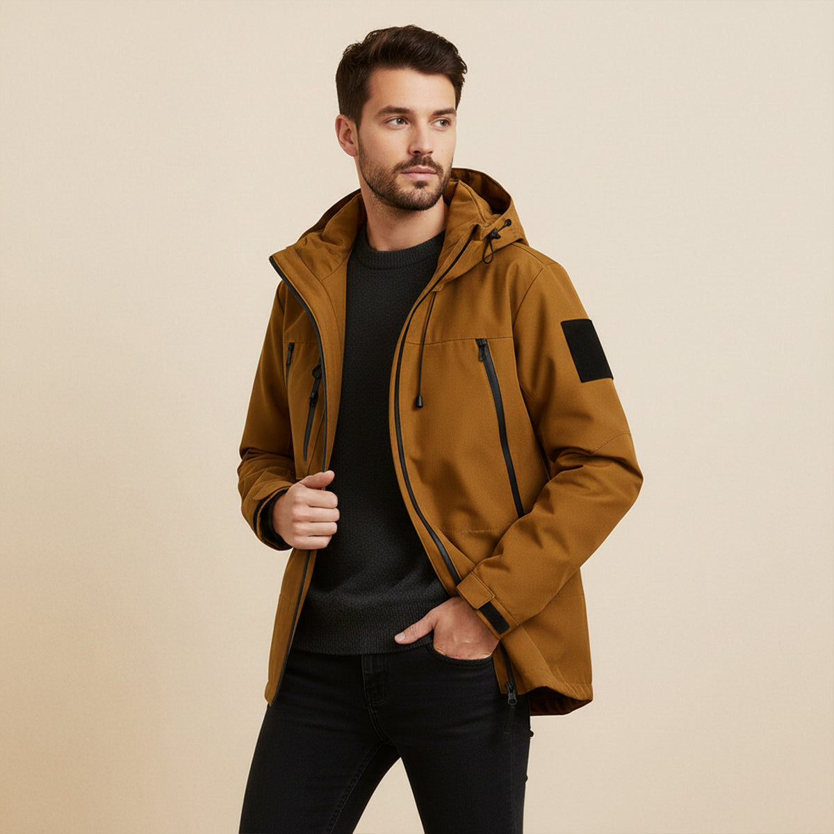 Men's Waterproof Windbreaker Hooded Jacket Lightweight