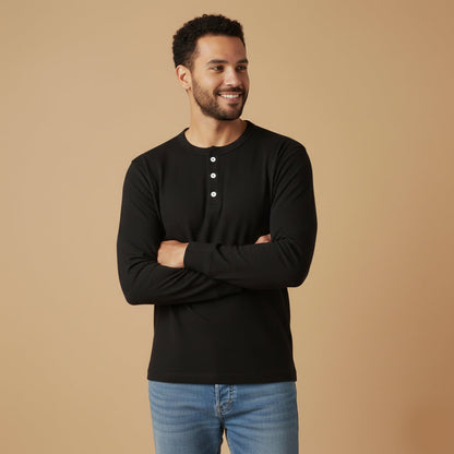 Men's Classic Cotton Henley Shirt
