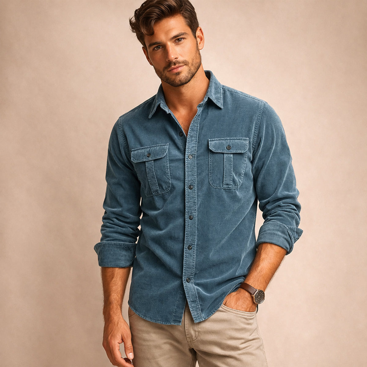 Norwick Men's Corduroy Button Down Shirt