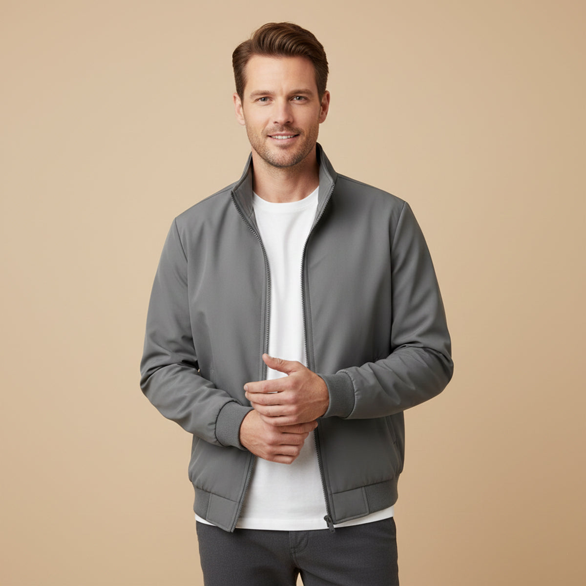 Men's Fleece Lined Windbreaker Lightweight Bomber Jacket