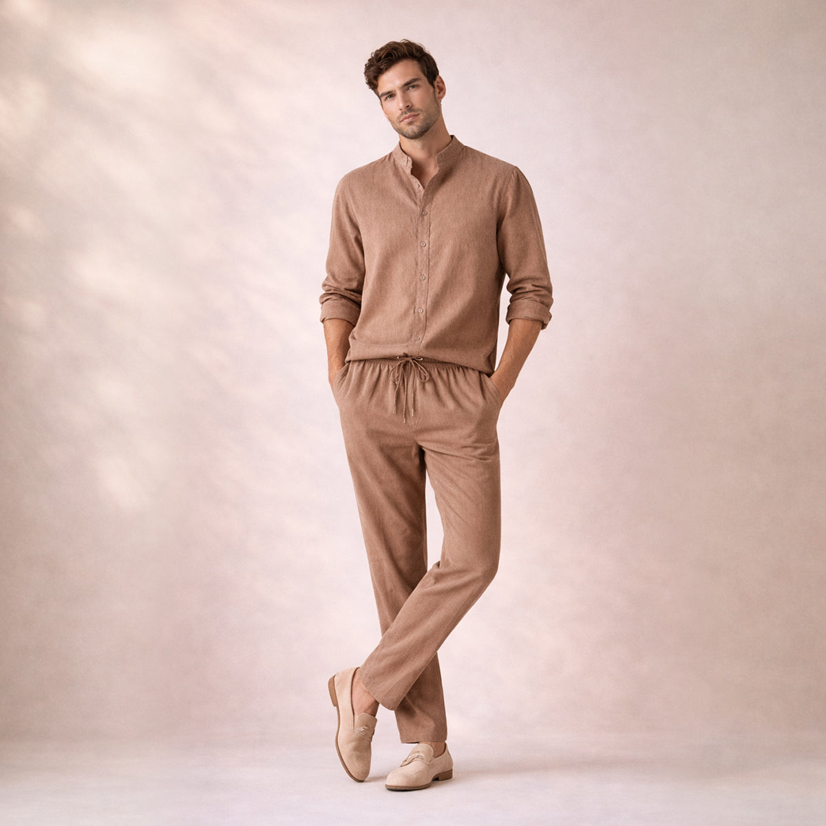 Men's Summer Shirt And Trousers Lightweight Set