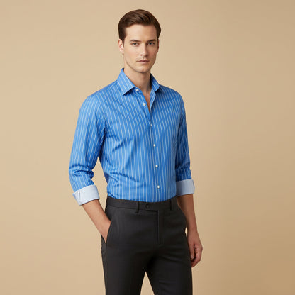 Men's Slim Fit Striped Button Up Shirt
