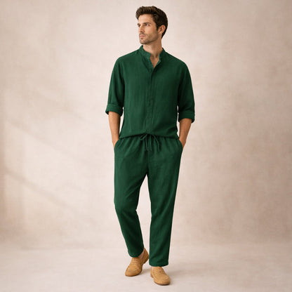Men's Casual Shirt And Trousers Set