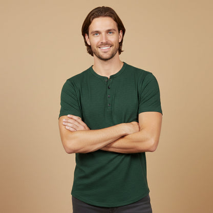Men's Casual Henley T Shirt Summer Cotton
