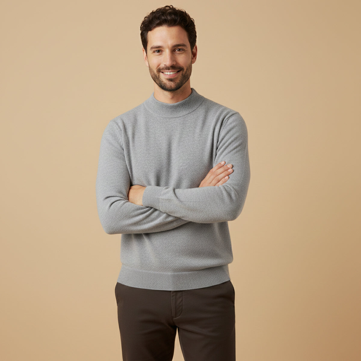 Men's Mock Neck Knit Sweater