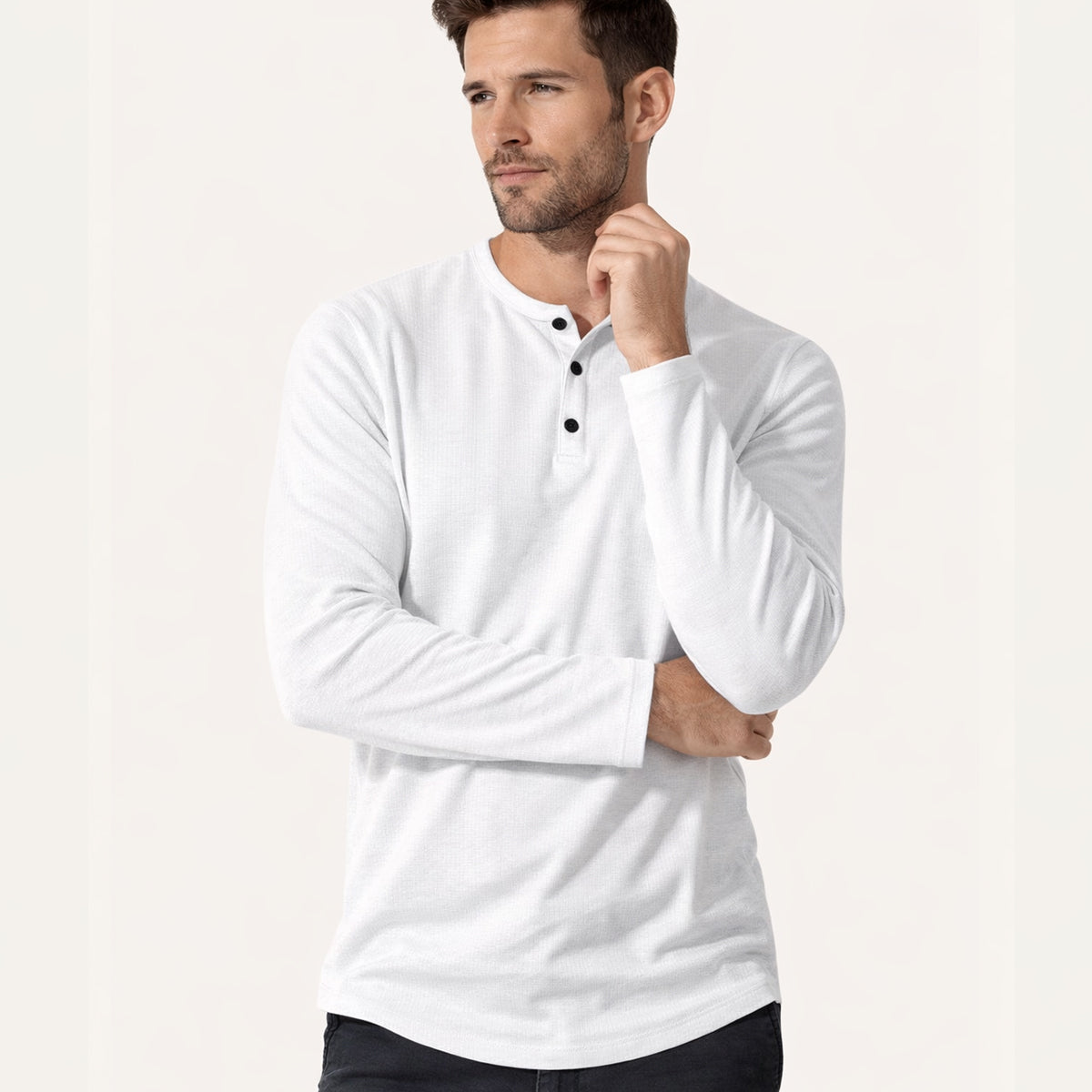 Men's Thermal Waffle Henley Shirt