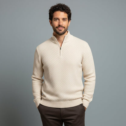 Men's Textured Quarter Zip Knit Sweater