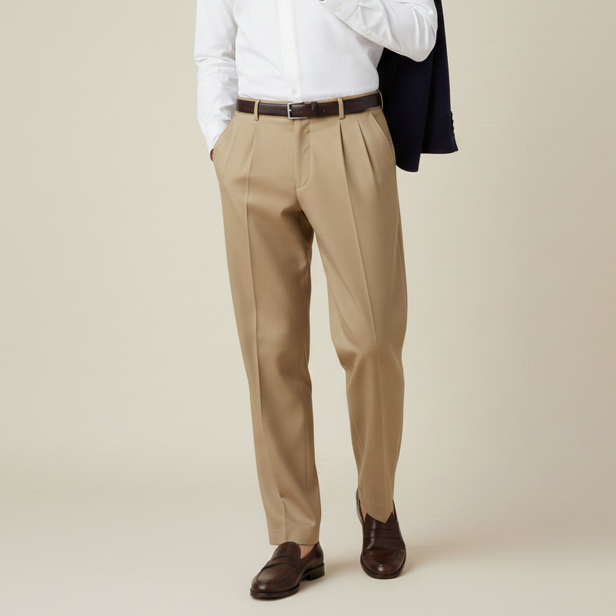 Men's Linen Summer Pants Loose Fit Breathable Beige