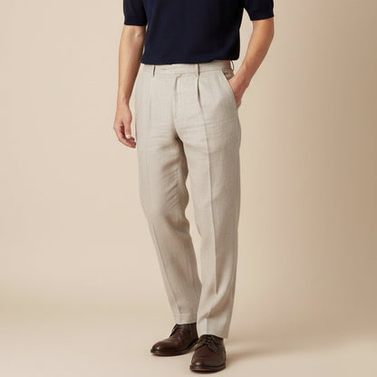Men's Linen Pants Loose Fit Lightweight Beige