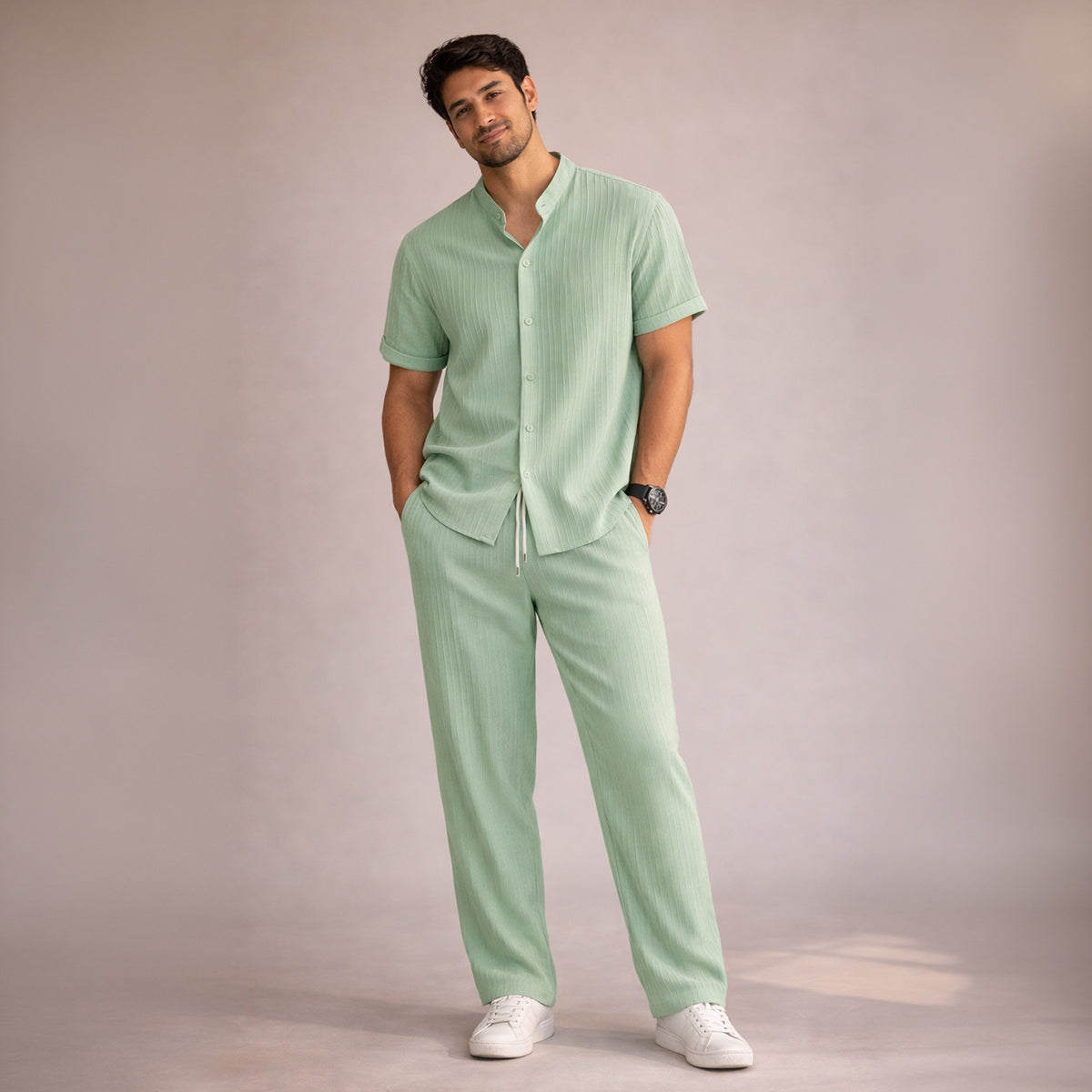 Men's Linen Summer Set Shirt Pants Lightweight