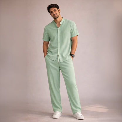 Men's Linen Summer Set Shirt Pants Lightweight