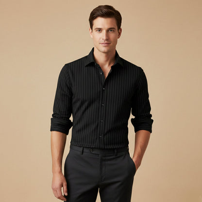Men's Slim Fit Striped Button Up Shirt