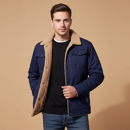 Men's Padded Bomber Jacket Sherpa Lined Shearling Collar