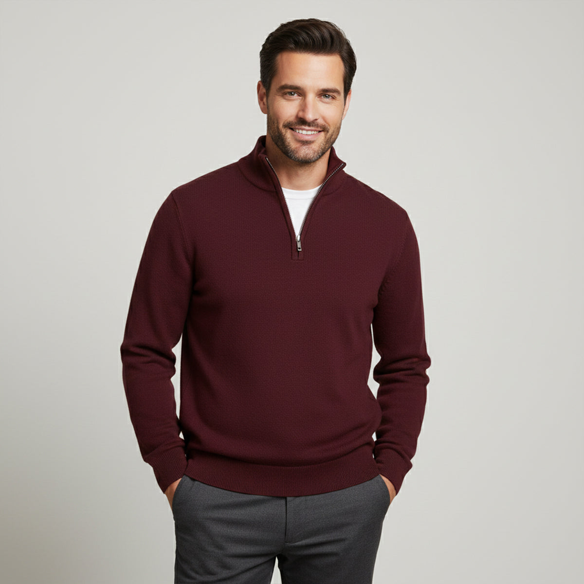 Men's Quarter Zip Sweater Smart Casual