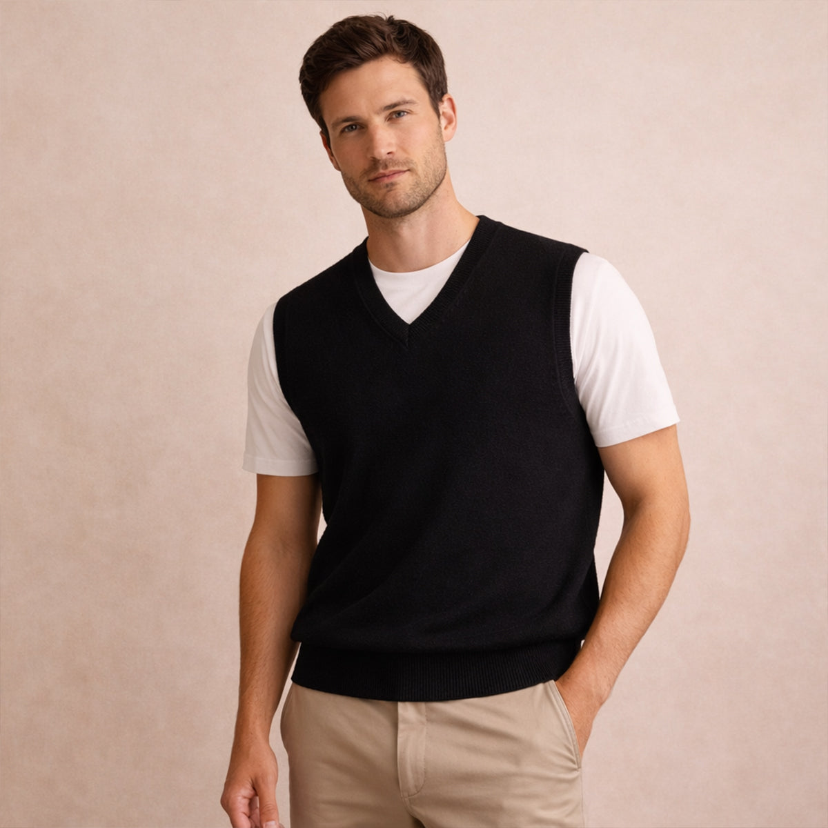 Men's V Neck Sleeveless Knit Vest