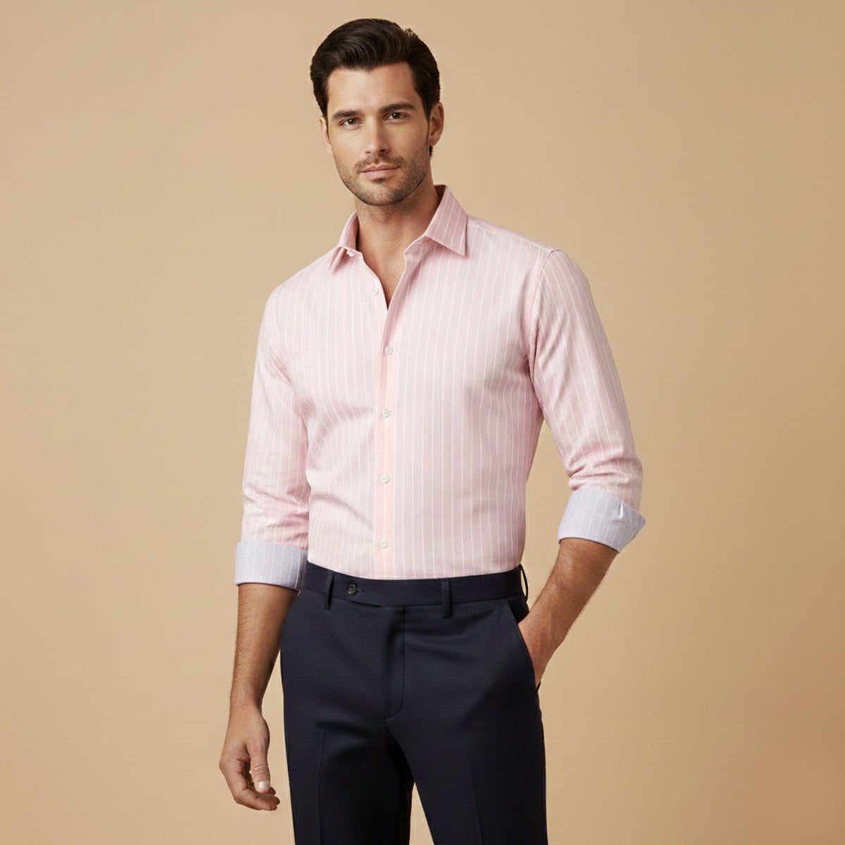 Men's Slim Fit Striped Button Up Shirt