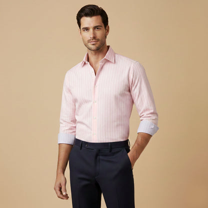 Men's Slim Fit Striped Button Up Shirt