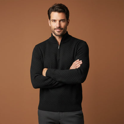 Men's Textured Quarter Zip Knit Sweater