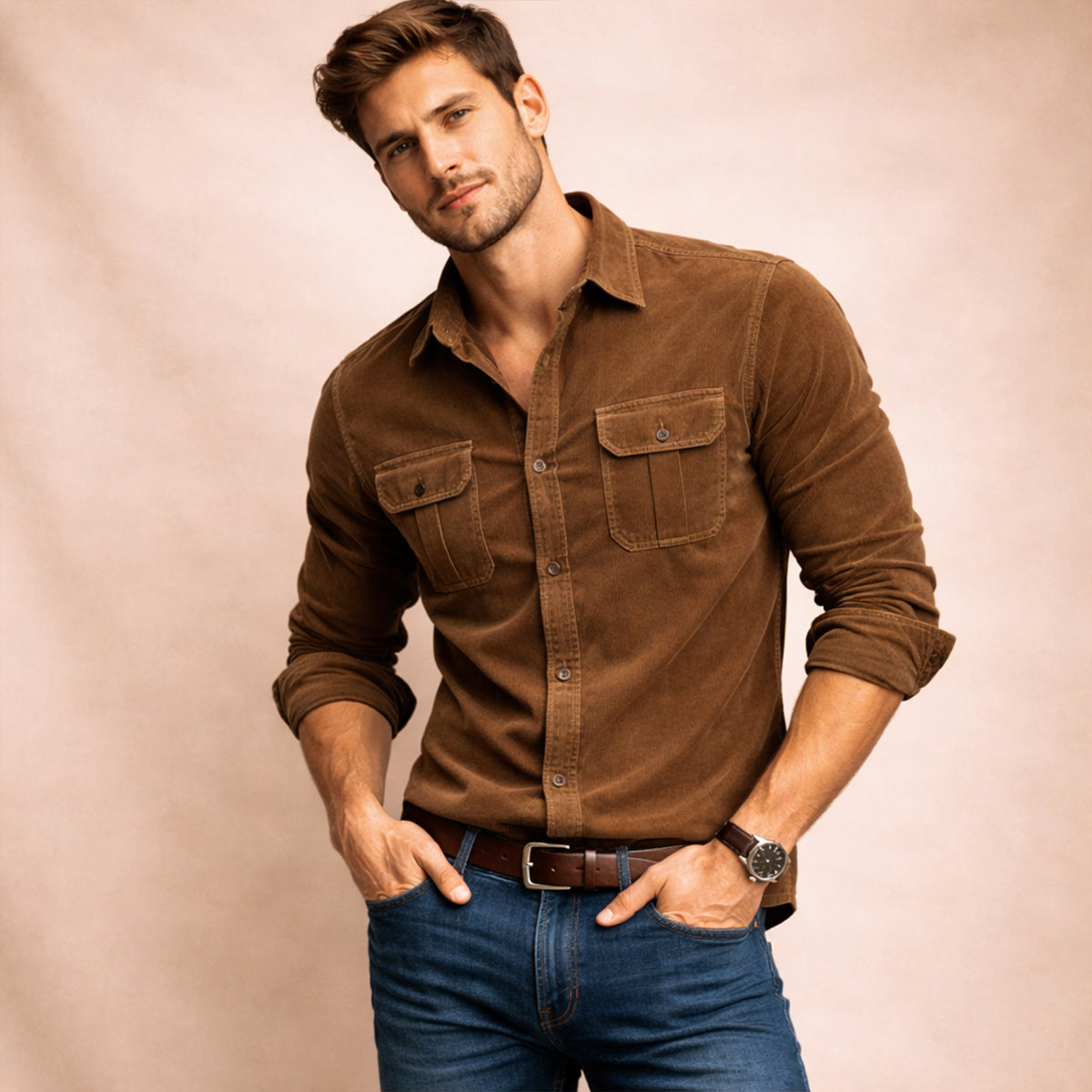 Norwick Men's Corduroy Button Down Shirt