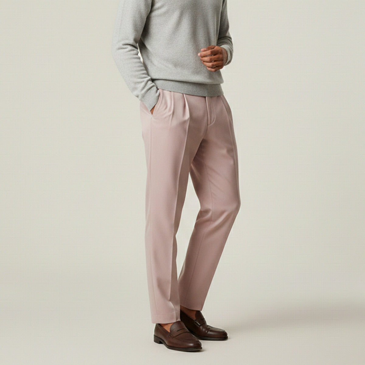 Men's Linen Summer Pants Loose Fit Lightweight Beige