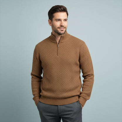Men's Textured Quarter Zip Knit Sweater