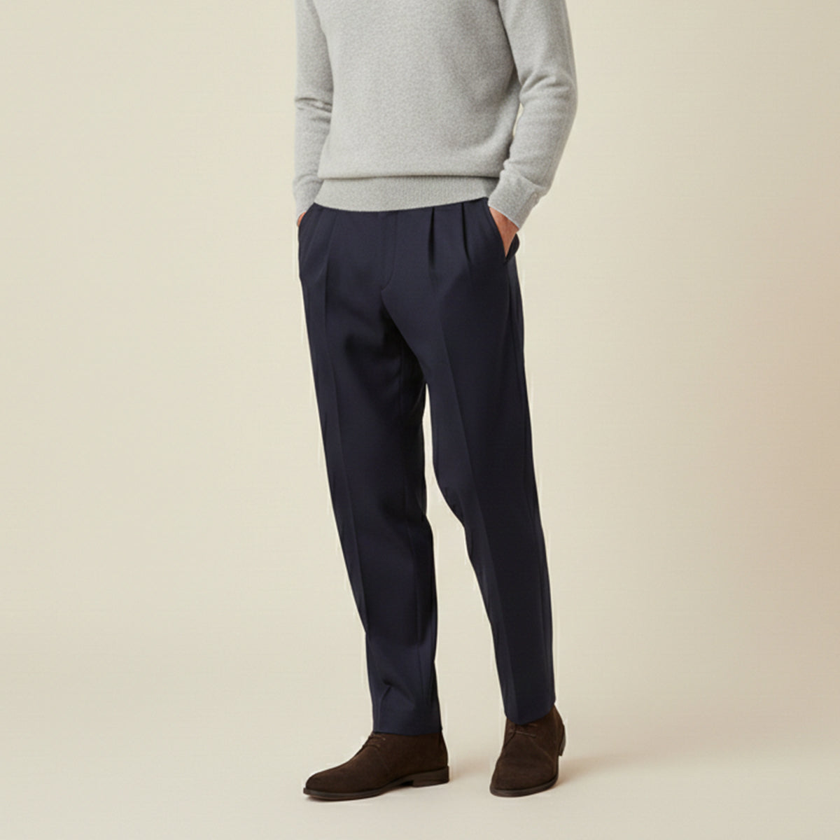 Men's Linen Summer Pants Loose Fit Breathable Beige