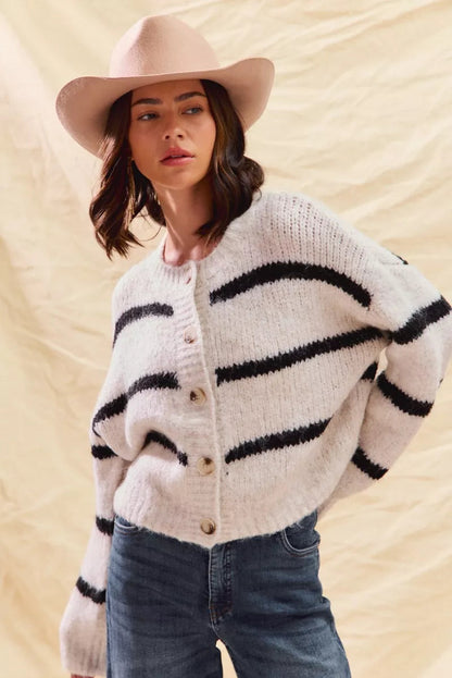 Image of Sabrina | Women's Striped Button-Front Cardigan