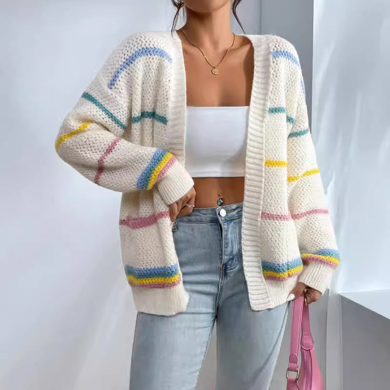 Women's Oversized Striped Cardigan - VibreMode