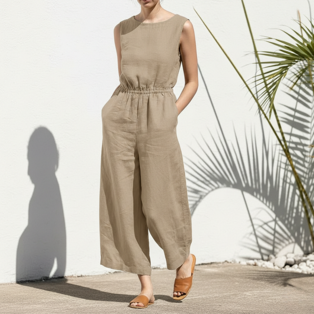 Women's Sleeveless Wide Leg Jumpsuit Casual - VibreMode