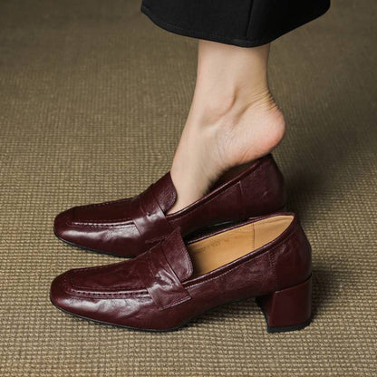 Women's Slip On Loafers Block Heel - VibreMode
