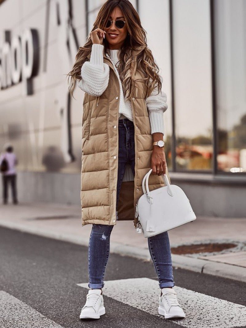 Image of Sally | Women's Longline Hooded Puffer Vest