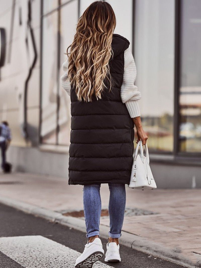 Image of Sally | Women's Longline Hooded Puffer Vest