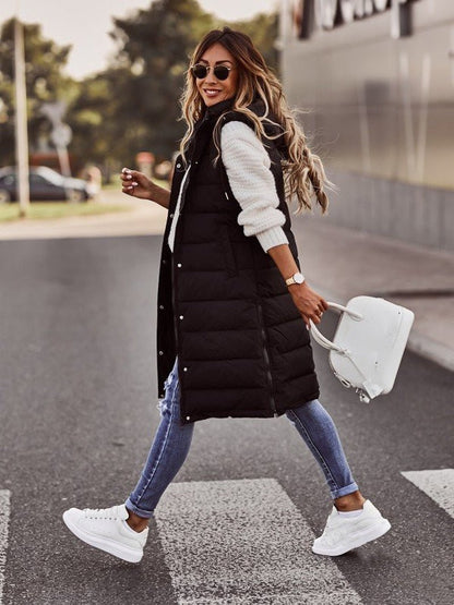 Image of Sally | Women's Longline Hooded Puffer Vest