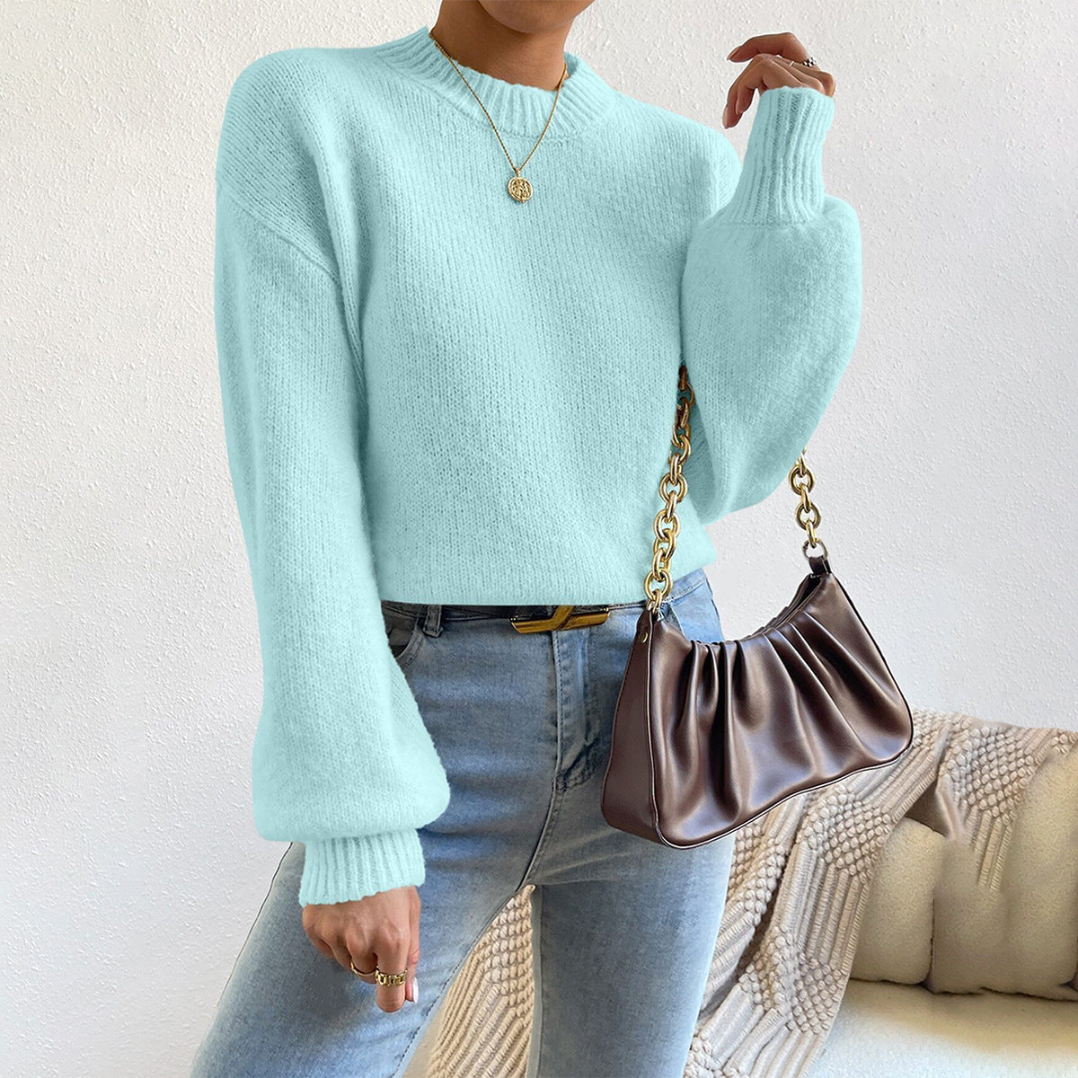 Women's Crew Neck Sweater Relaxed Fit - VibreMode