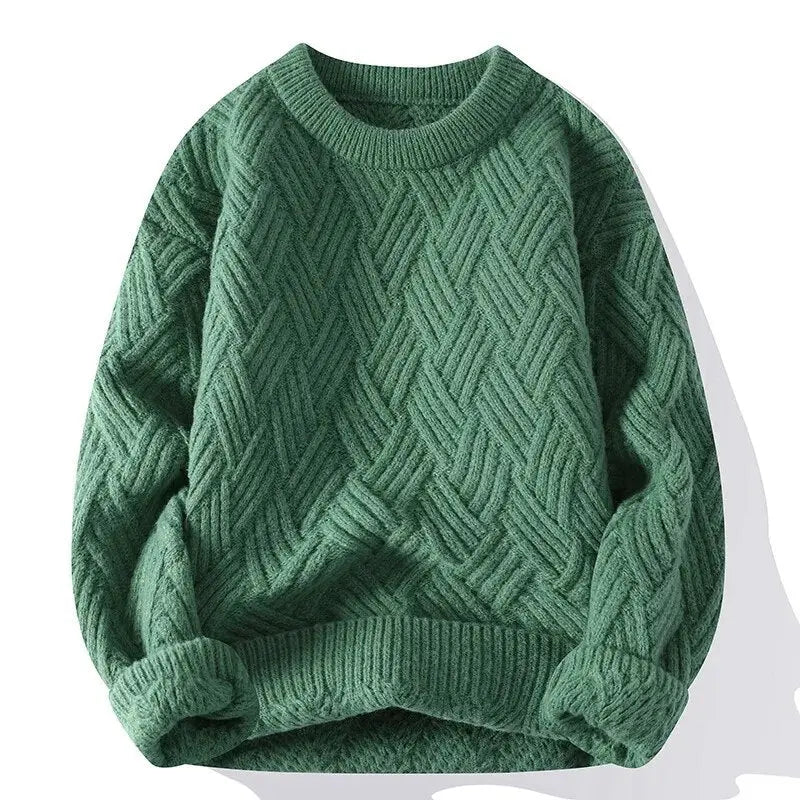 Image of Sam | Men's Crewneck Patterned Long Sleeve Sweater