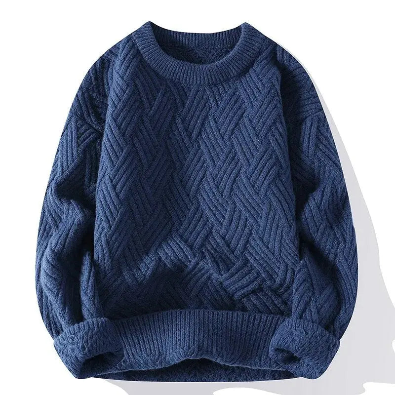 Image of Sam | Men's Crewneck Patterned Long Sleeve Sweater
