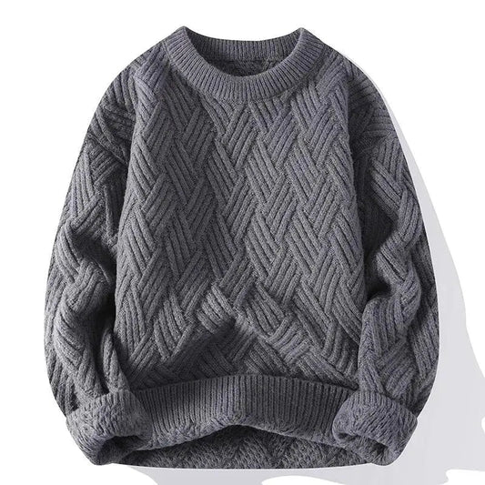 Men's Patterned Crewneck Long Sleeve Sweater - VibreMode