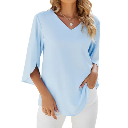 Women's V-Neck Flowy Blouse - VibreMode