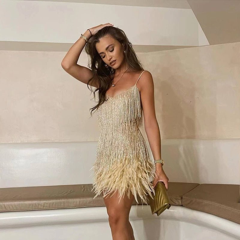 Chic Ladies' Short Sparkly Party Dress