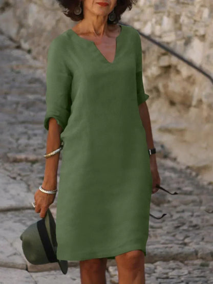 Classic Ladies' V-Neck Midi Dress