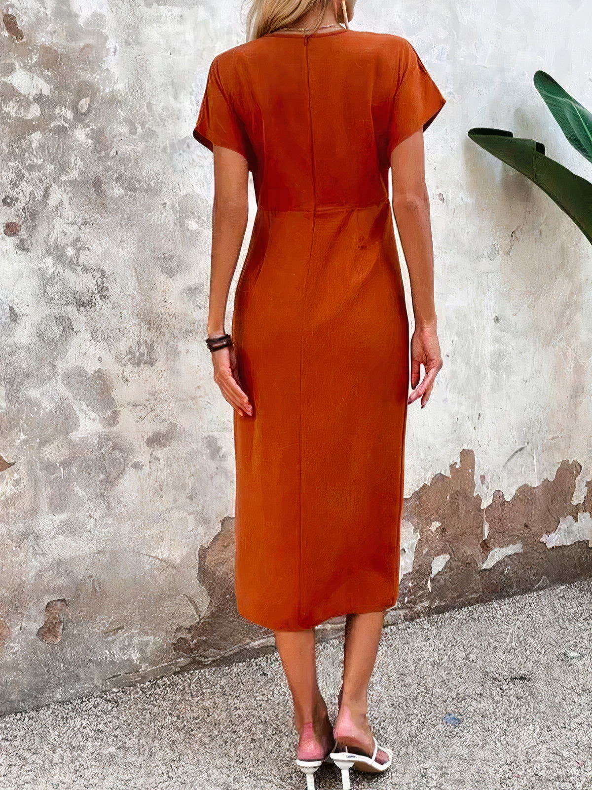 Women's V-Neck Midi Wrap Dress