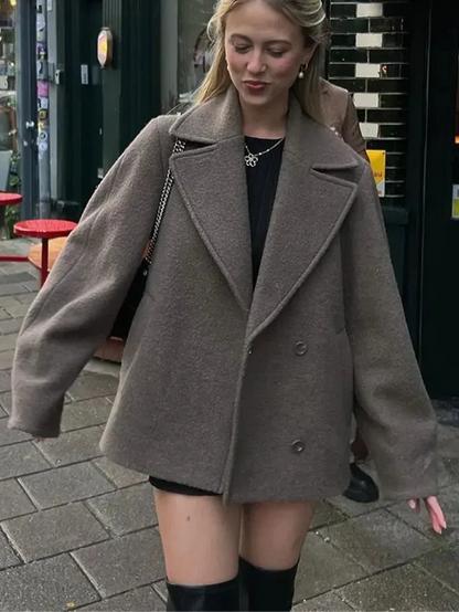 Women's Oversized Double Breasted Coat - VibreMode