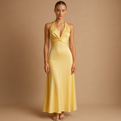 Luxurious Halter Neck Party Dress for Women - VibreMode
