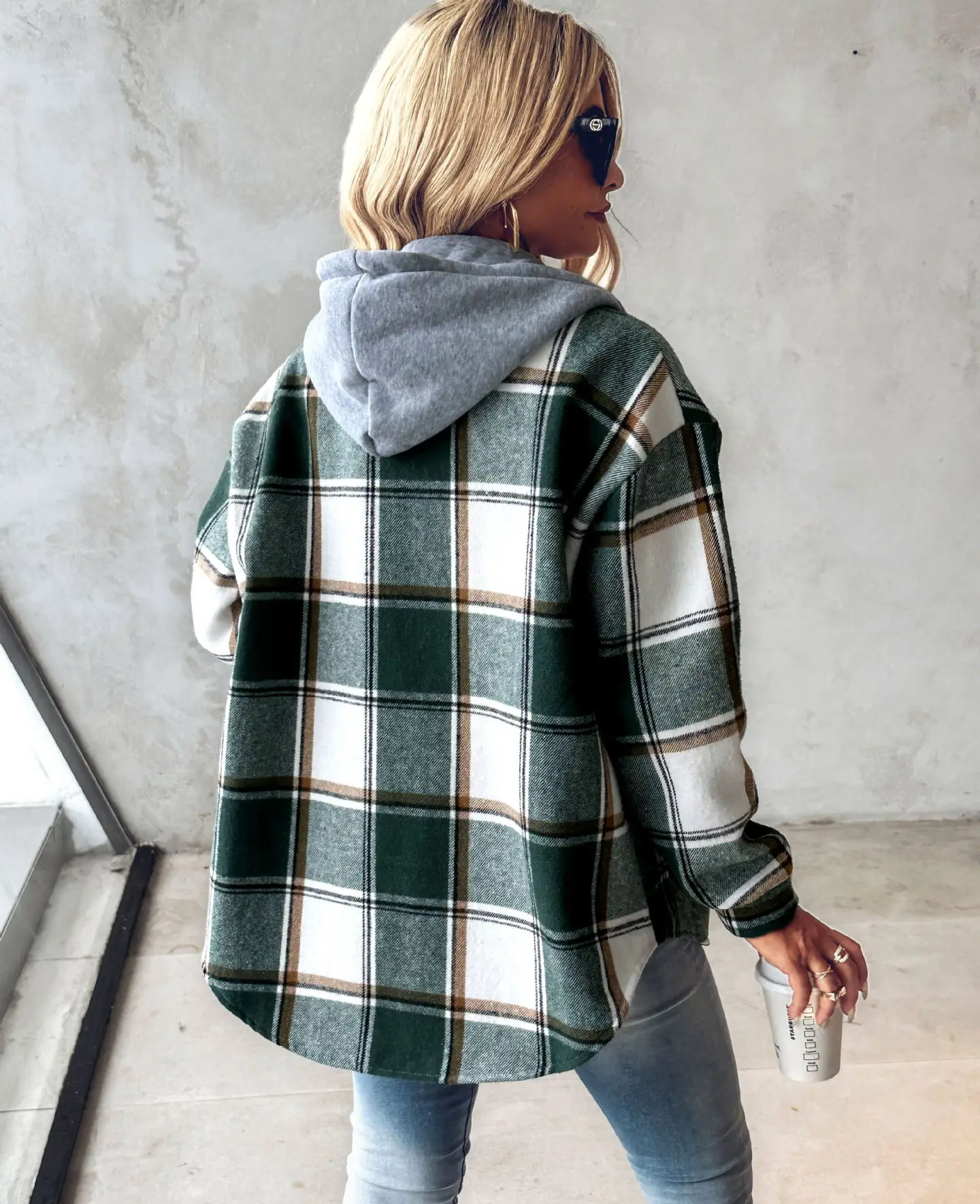Women's Plaid Hooded Jacket