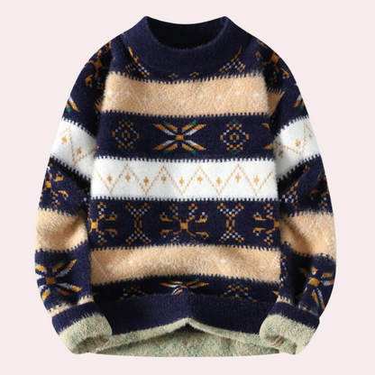 Men's Patterned Crew Neck Sweater - VibreMode