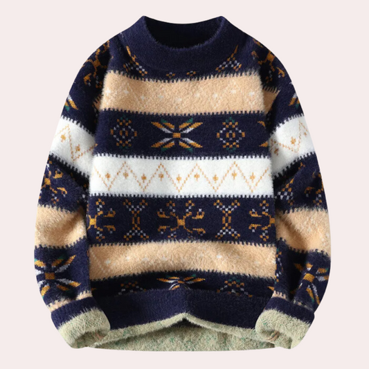 Men's Patterned Crew Neck Sweater - VibreMode