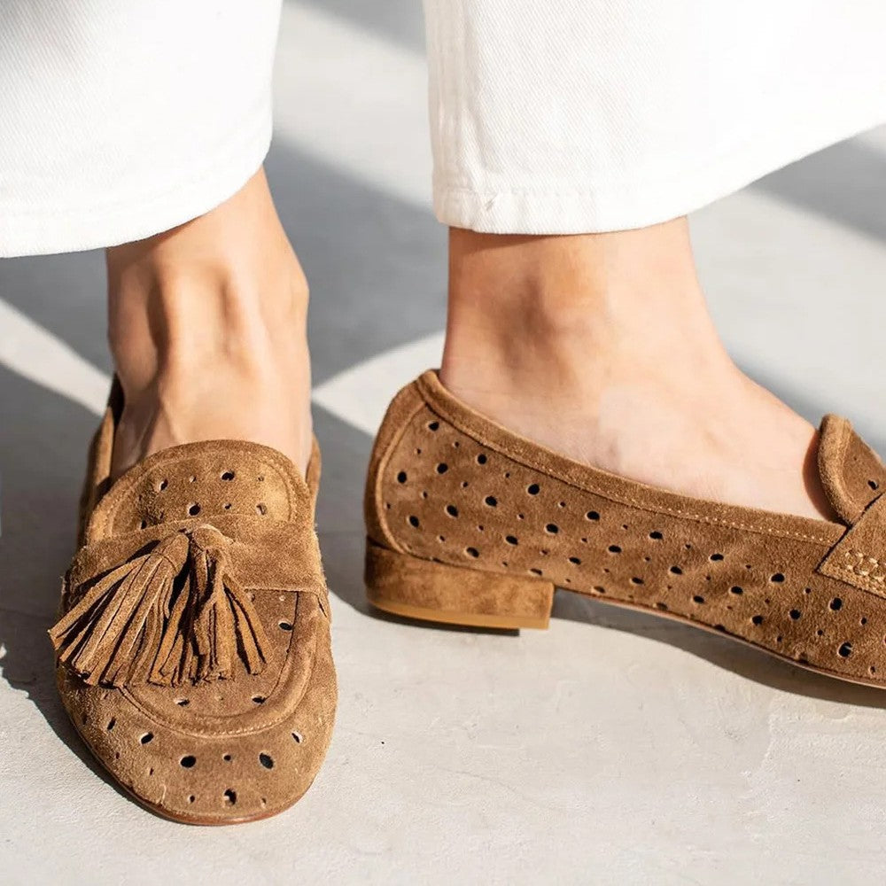 Image of Selena | Women's Perforated Tassel Loafers