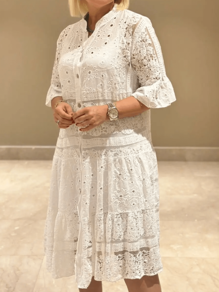 Women's Casual Midi Dress Short Sleeves Button Front