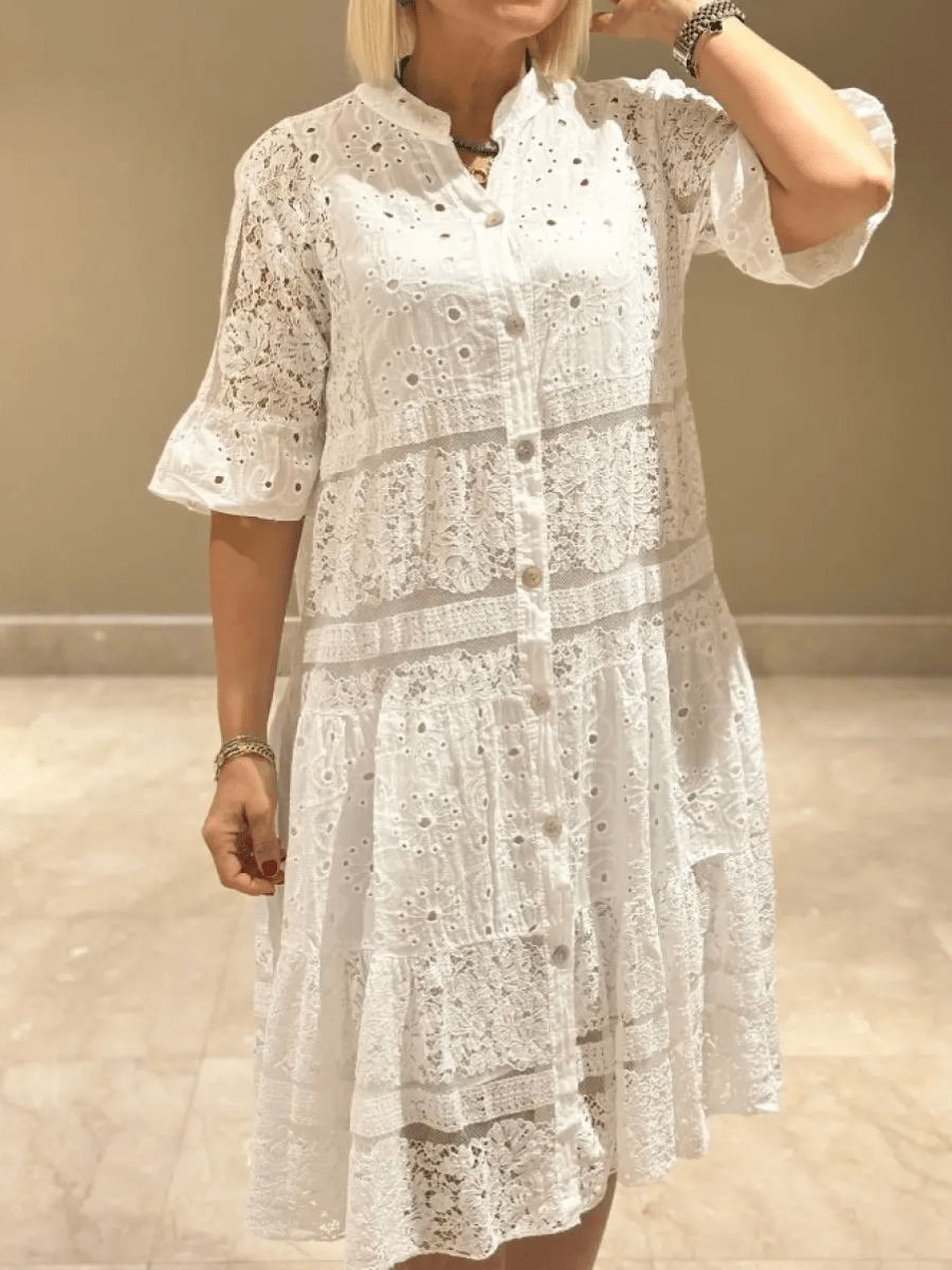 Women's Casual Midi Dress Short Sleeves Button Front